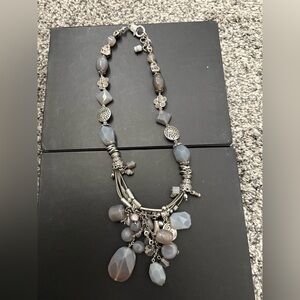 Elegant Silver and Gray Beaded Necklace